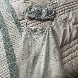 Blush Silver and Cream Beaded Bra Set